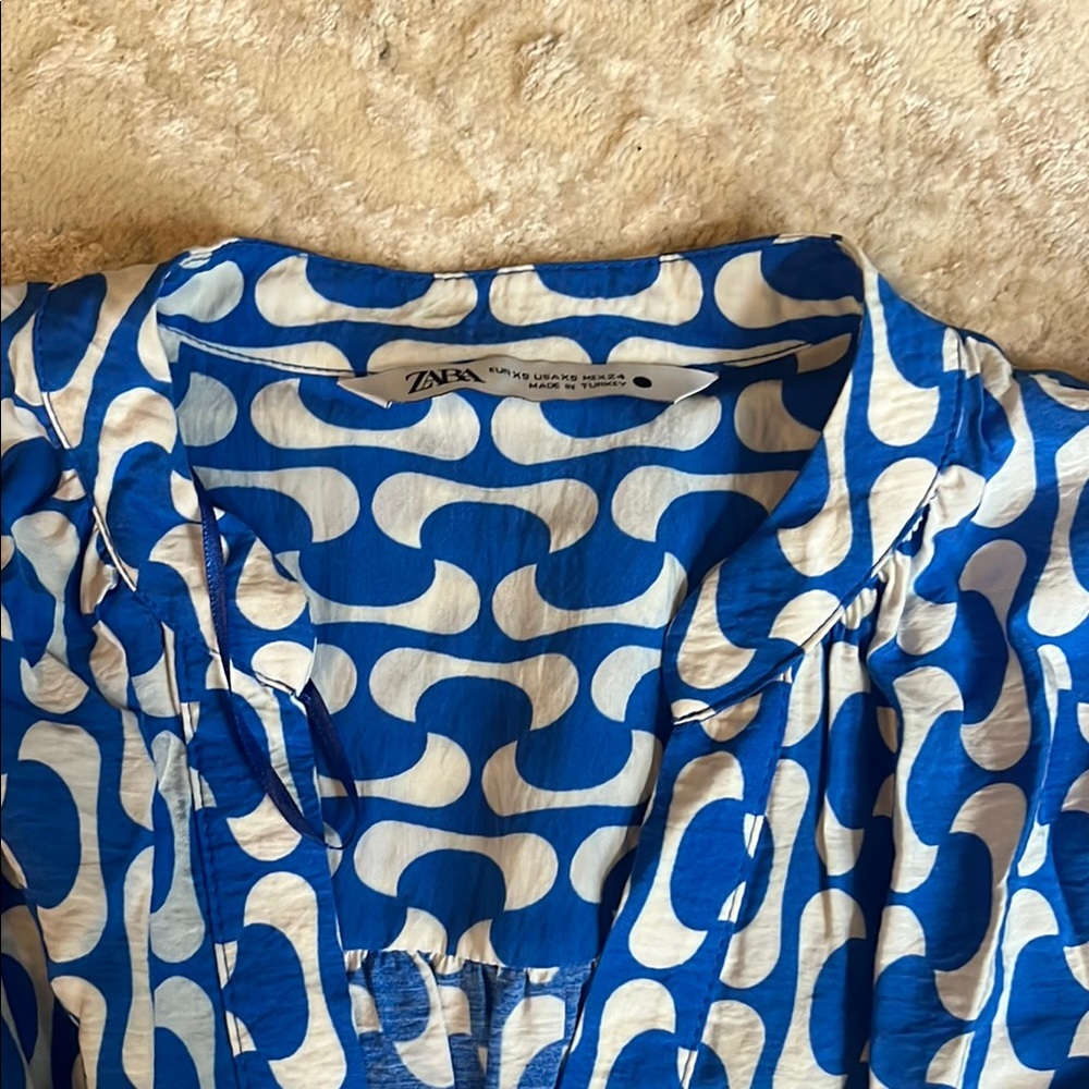 Zara | Blue and White Puff Sleeve Sundress - Picture 9 of 11
